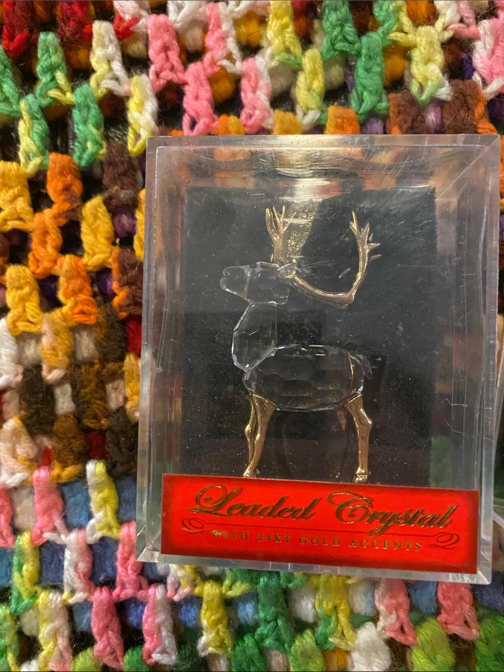 LEADED CRYSTAL CHRISTMAS HANDCRAFTED ORNAMENT 24KT GOLD ACCENTS SET OF 4